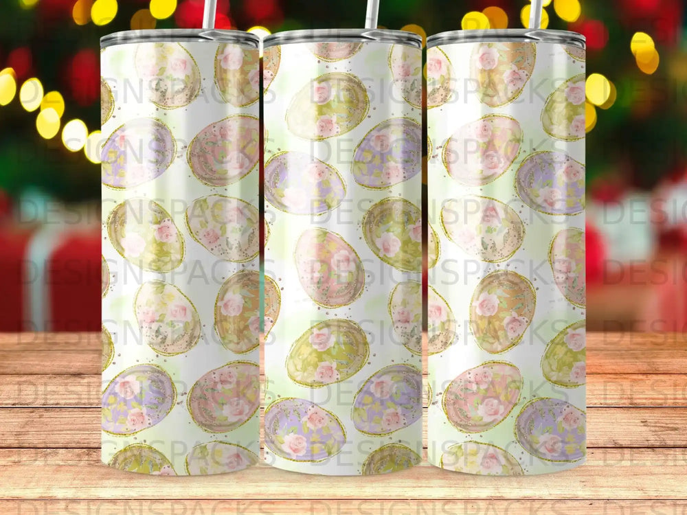 Springtime Pastel Glitter Rose Egg Tumbler Pattern product type