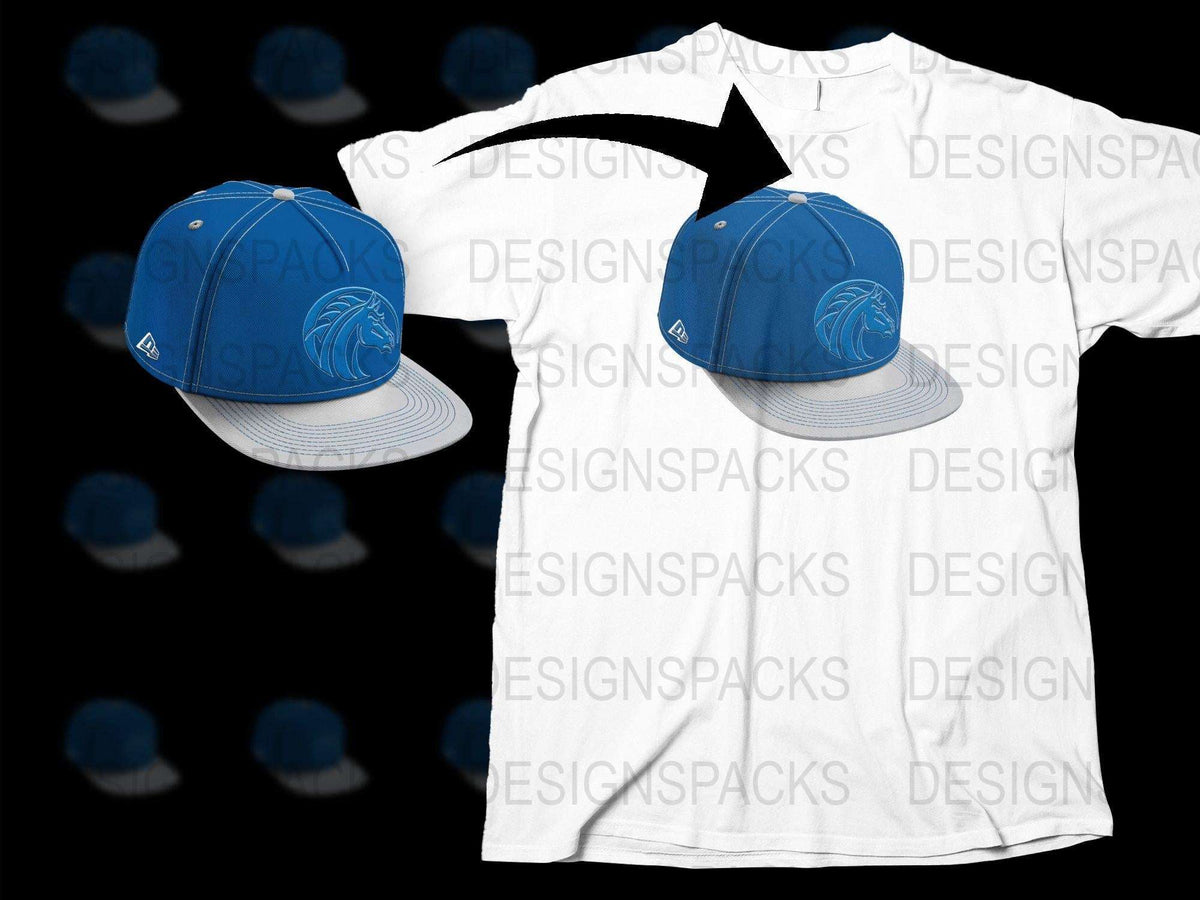 Blue Baseball Cap and White T-Shirt Set, Embroidered Design, Stylish Unisex Apparel