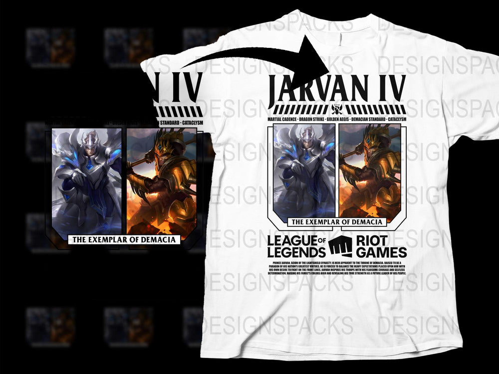 Jarvan IV League of Legends T-Shirt, The Exemplar of Demacia Gaming Merchandise, Unisex White Tee