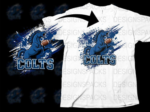 Blue Colts Sports T-Shirt, Graphic Horse Design, Football Fan Apparel, Youth and Adult Sizes Available