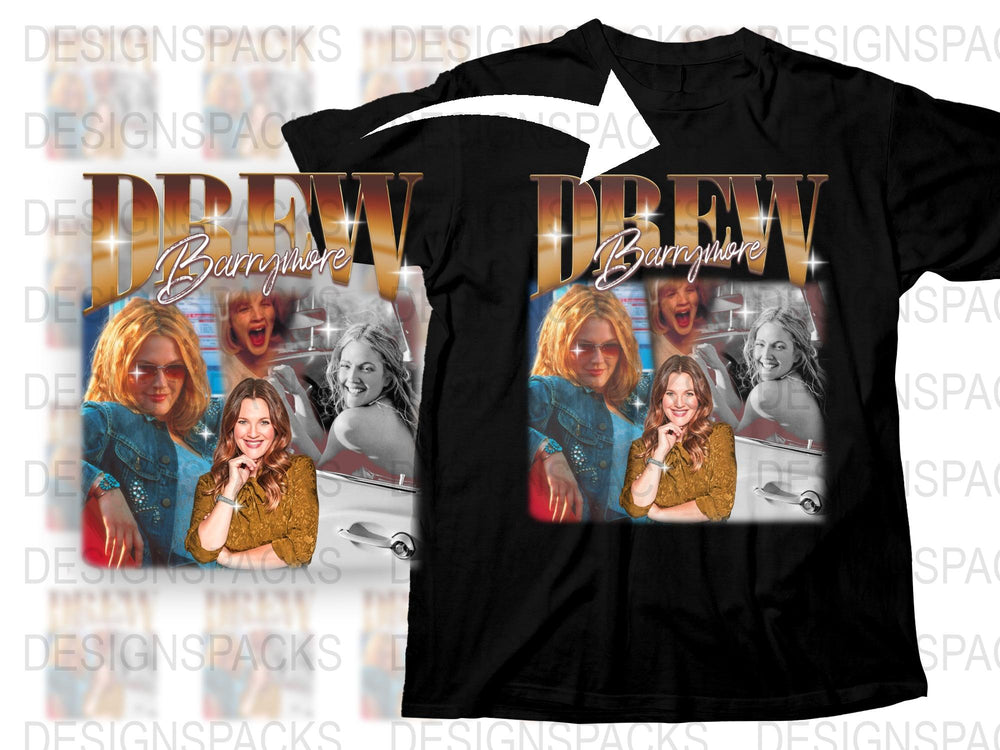 Drew Barrymore Retro Style Graphic T-Shirt, Vintage Inspired Celebrity Fashion Tee, Casual Women's Top
