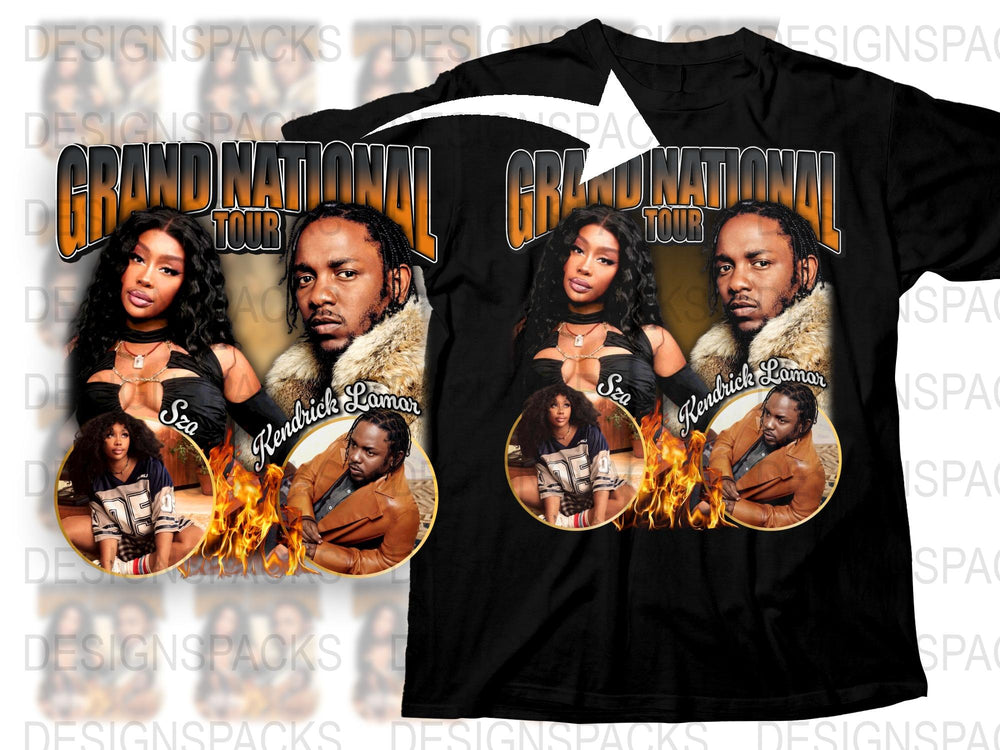 Kendrick Lamar SZA Black T-Shirt, Hip Hop Merch, Grand National Tour Tee, Music Fan Apparel, Unisex Shirt Design
