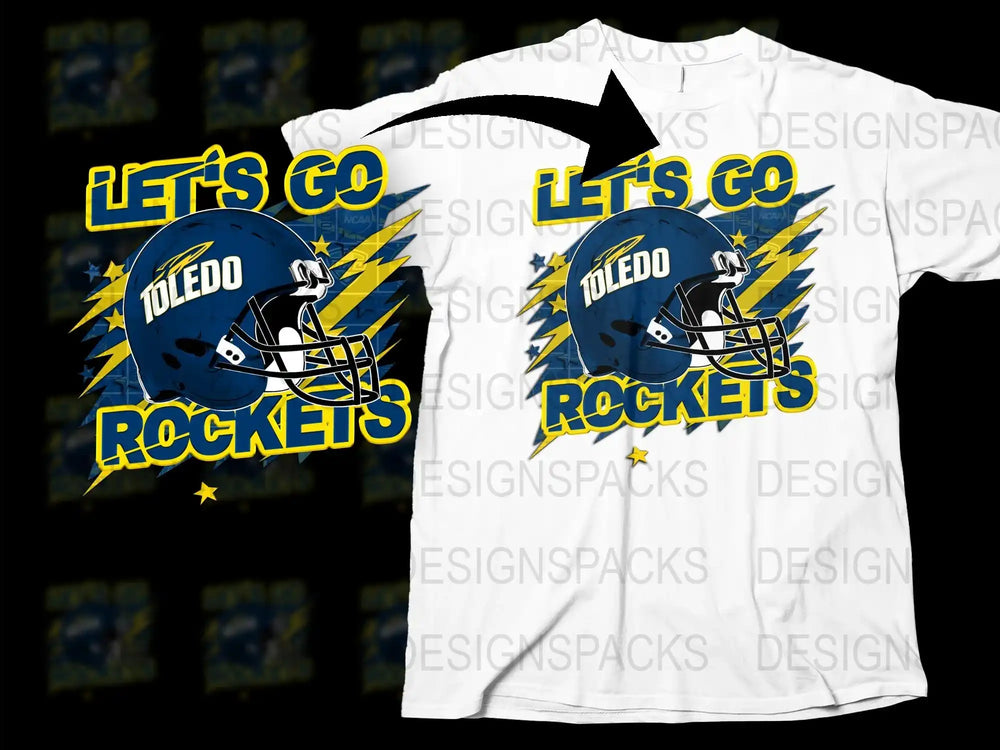 Toledo Rockets T-Shirt, Let's Go Sports Team Graphic Tee, College Football Fan Apparel, Unisex White Shirt