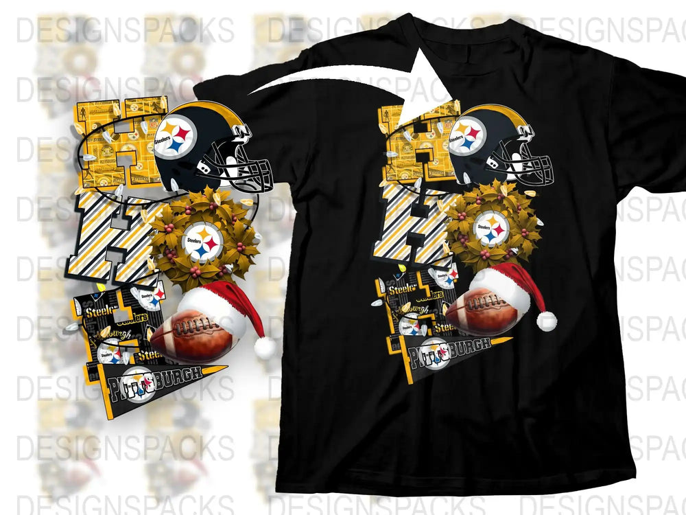 Pittsburgh Football Team T-Shirt, Black and Yellow Graphic Tee, Sports Fan Apparel, Gift for Him or Her