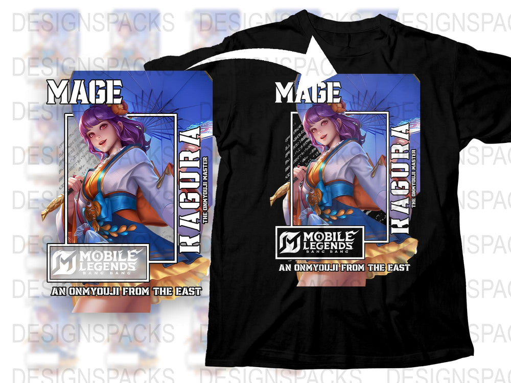 Mobile Legends Mage Kagura T-Shirt, Anime Inspired Graphic Tee, Gaming Apparel, Unisex Black Cotton Shirt