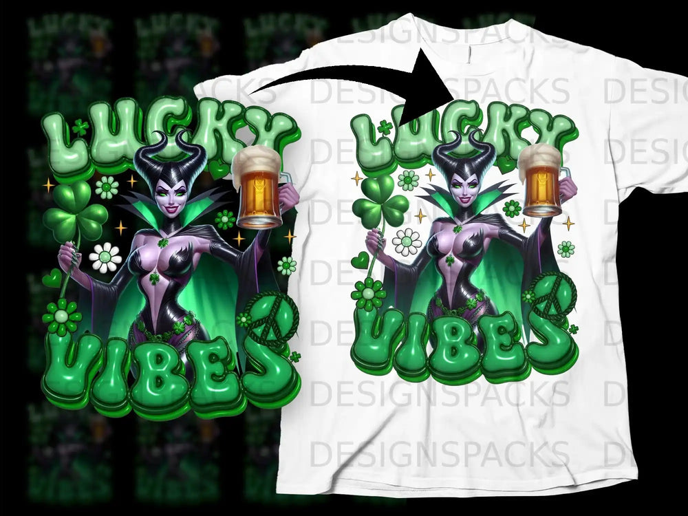 Lucky Vibes Maleficent Character Beer Clover Shamrock product type
