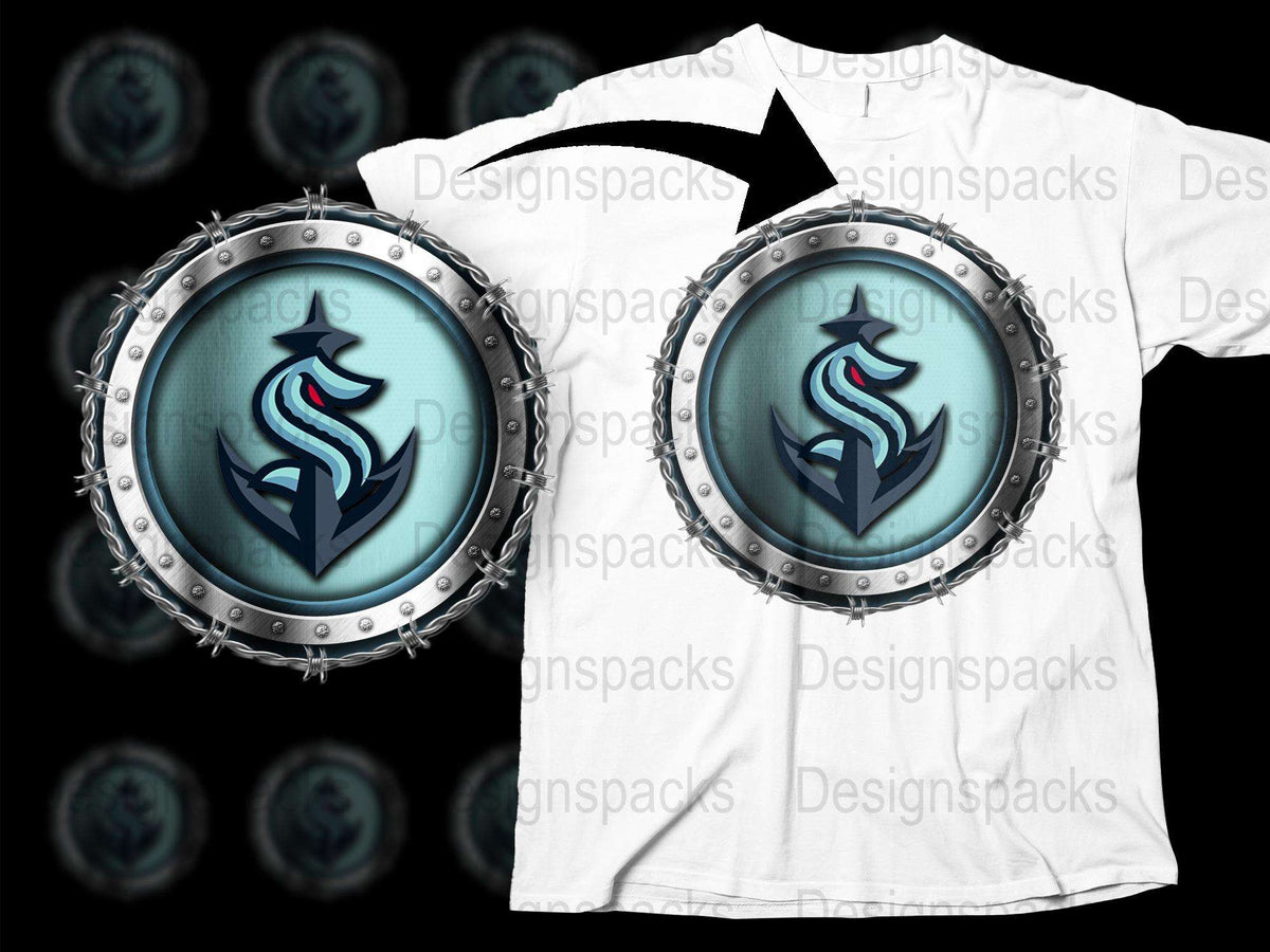Stylish Blue Shield and Silver Sword Graphic T-Shirt, Unisex Medieval Fantasy Tee