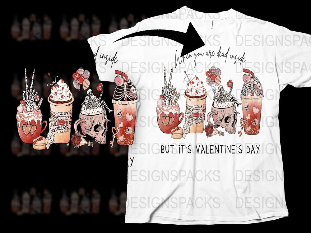 Valentine's Day T-Shirt Whimsical Love Drinks Design, Romantic Tee, Gift for Her, Trendy Graphic Shirt, Fashion Top Love Theme