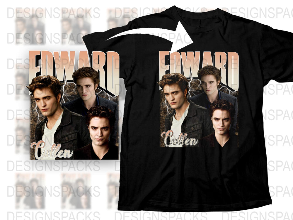 Edward Cullen Twilight Saga Graphic T-Shirt, Vampire Movie Fan Tee, Unisex Black Cotton Shirt, Gift for Movie Lovers