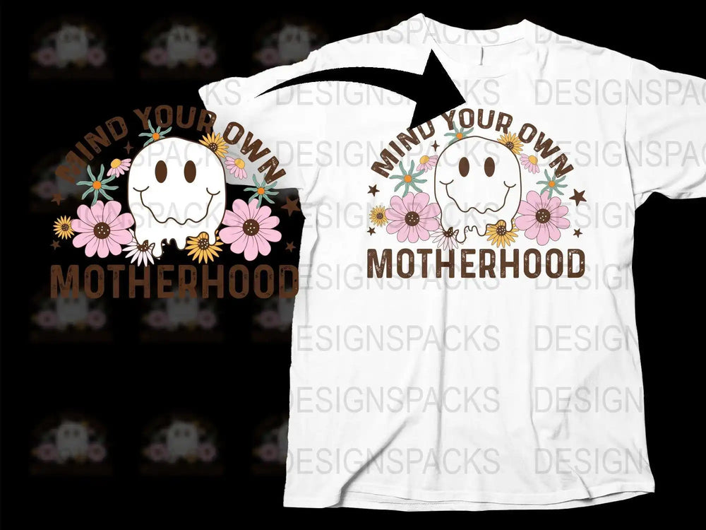 Mind Your Own Motherhood Skull Floral T-Shirt, Boho Chic Mom Life Tee, Gift for Mothers