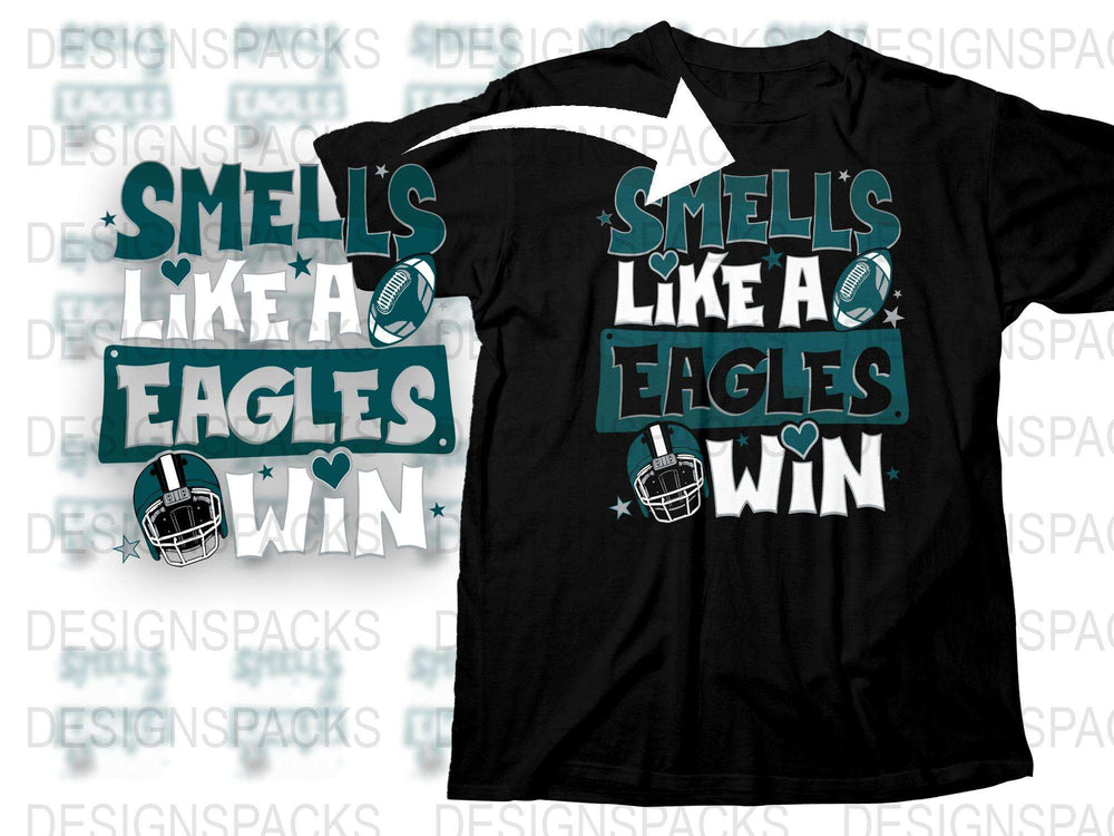 Smells Like A Eagles Win T-Shirt and Pillow Set, Sports Fan Apparel, Football Season Gear