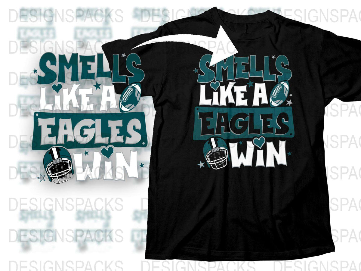 Smells Like A Eagles Win T-Shirt and Pillow Set, Sports Fan Apparel, Football Season Gear