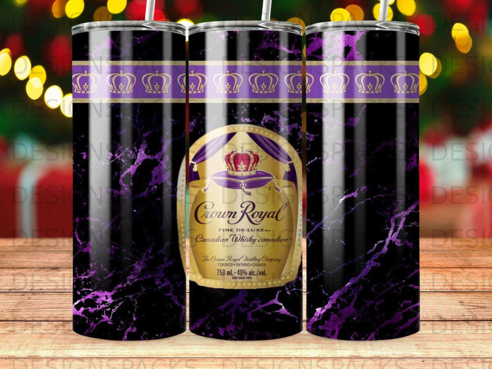 Crown Royal Canadian Whisky bottle with purple marble design.