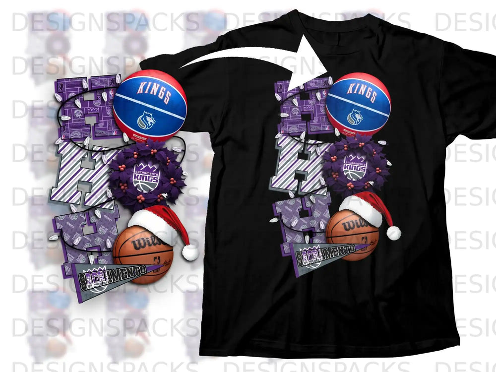 Sacramento Kings Holiday Basketball Graphic T-Shirt