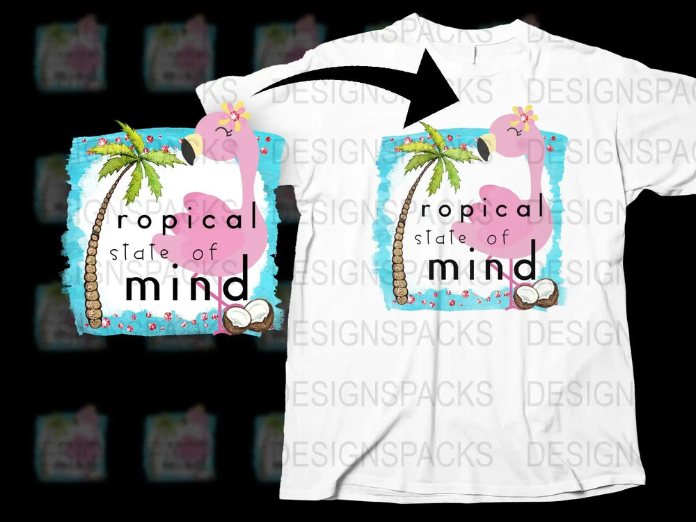 Tropical State of Mind T-Shirt and Tote Bag Set, Beach Design, Summer Apparel and Accessories Gifts