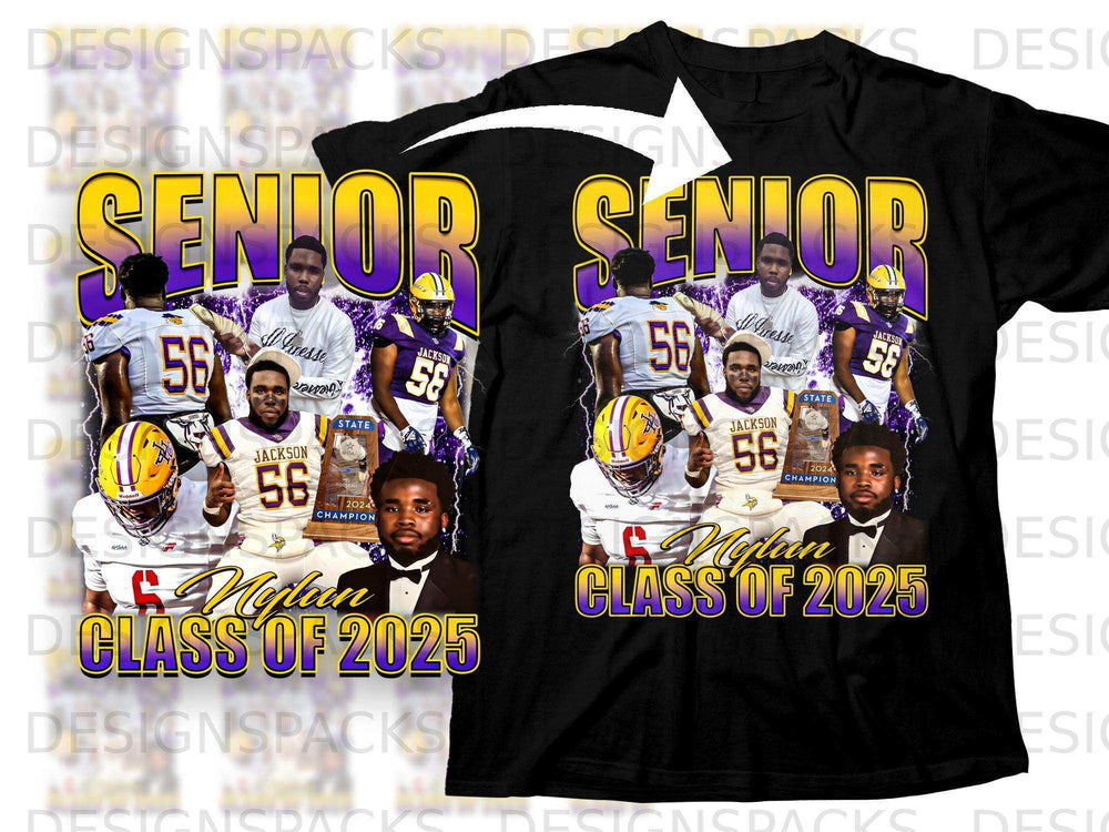 Seniors 2025 Jackson State football players with "Class of 2025" text.