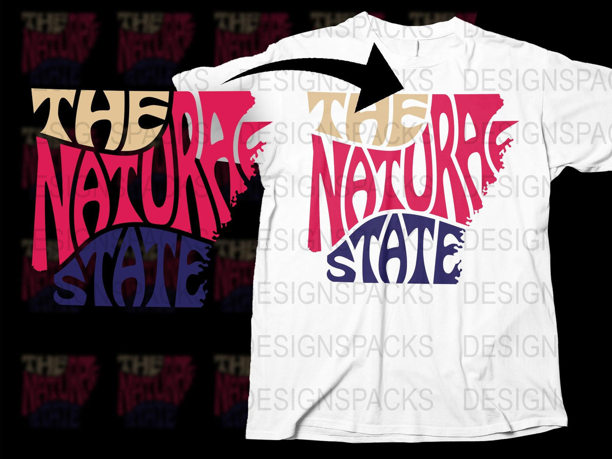 Graphic T-Shirt 'The Nature State' Bold Text Design, Unisex Modern Tee in Black and White