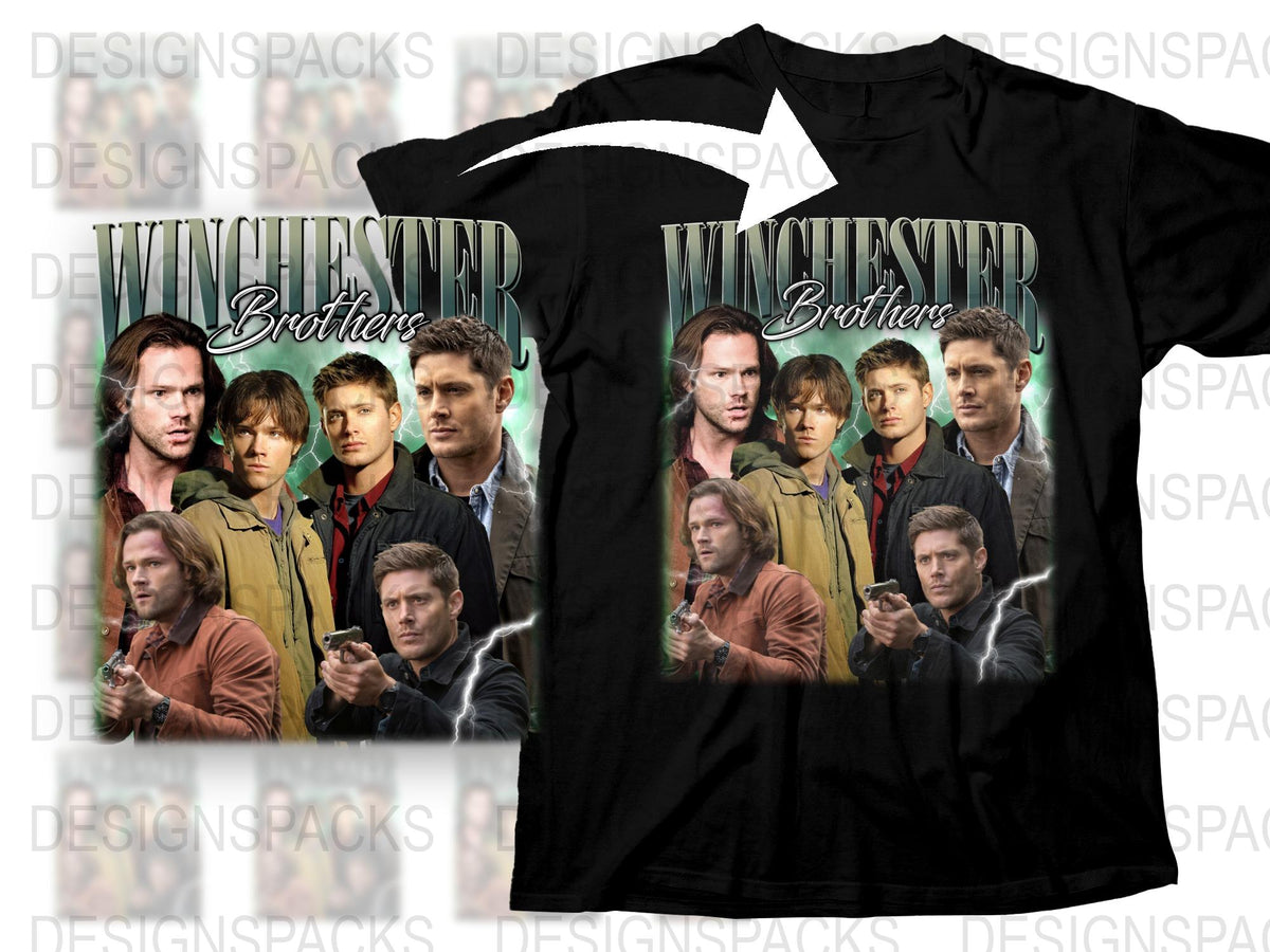 Winchester Brothers Fan T-Shirt, Supernatural TV Show Inspired, Multiple Character Prints, Unisex Clothing