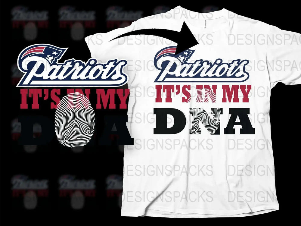 New England Patriots T-Shirt, It's In My DNA Graphic Tee, Sports Fan Apparel, Football Season Essential, White Casual Wear