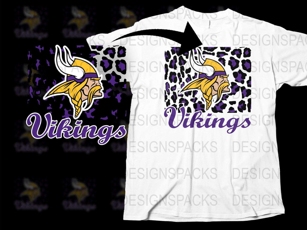 Vikings Themed Graphic T-Shirt, Purple and White, Sports Team Logo, Casual Wear, Unisex Adult Sizes, Fan Apparel