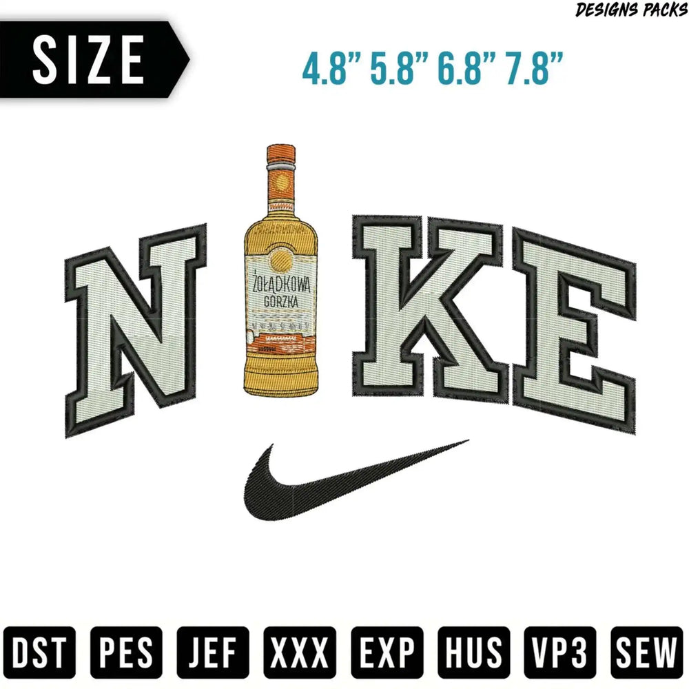 Nike logo with Żołądkowa Gorzka bottle in place of "O".