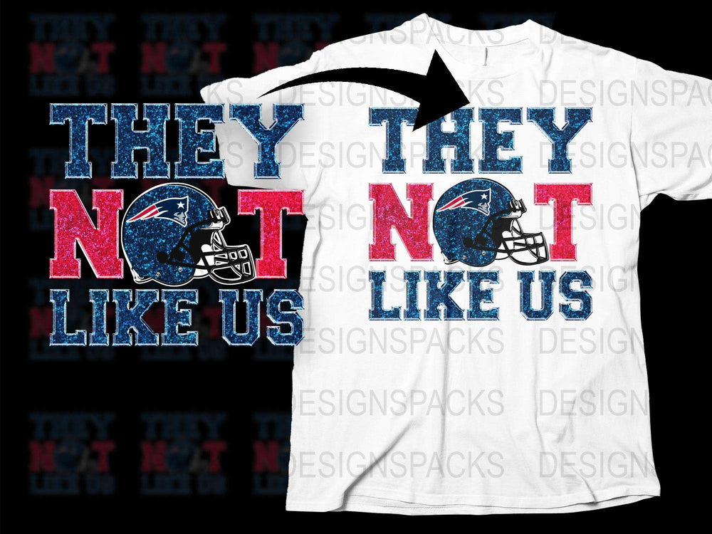 Patriotic Football T-Shirt, They Not Like Us Bold Sports Fan Tee, American Flag Colors Shirt