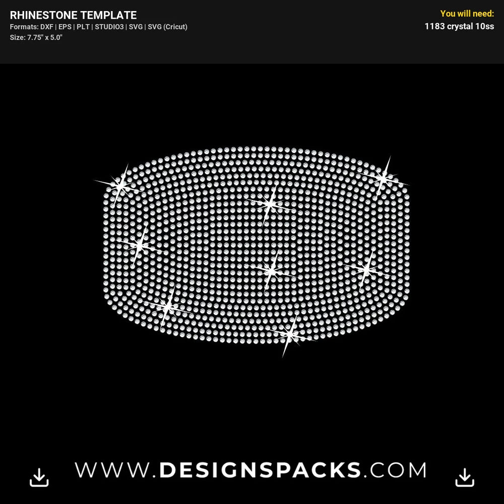 Face Mask Glamour Cover Rhinestone Digital Template