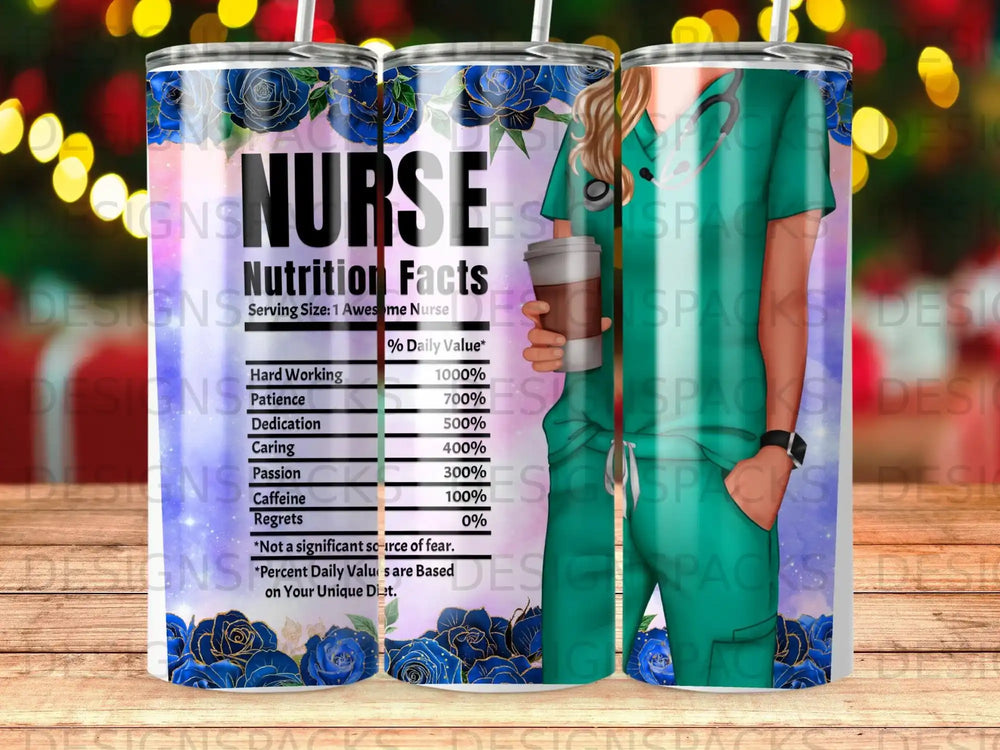 Nurse nutrition facts label with daily values for traits like dedication and caffeine.
