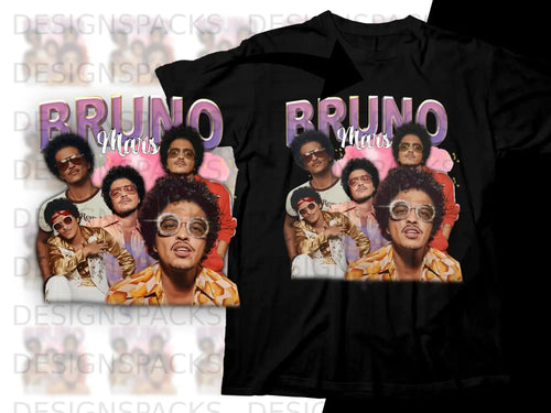 Bruno Mars graphic tee with a colorful portrait of the artist.
