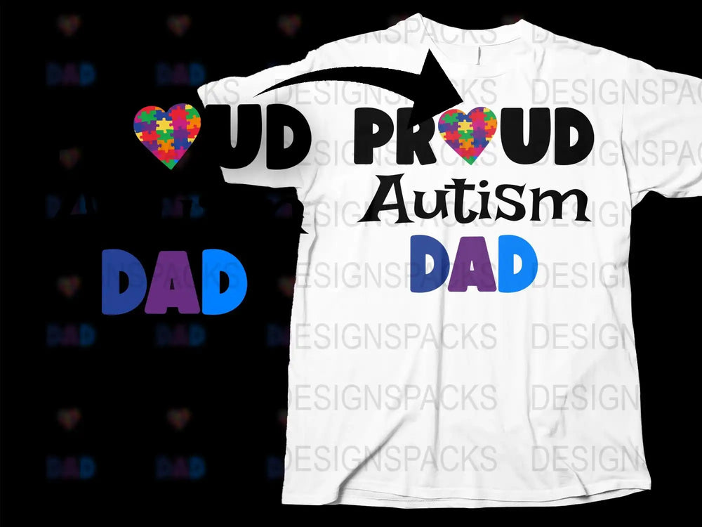 Proud Autism Dad T-Shirt, Colorful Heart Graphic, Supportive Parent Tee, Father's Day Gift