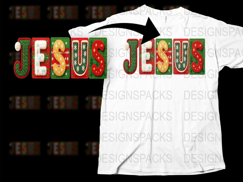 Glitter Jesus T-Shirt Christmas Holiday Festive Religious Graphic Tee Unisex Cotton Shirt