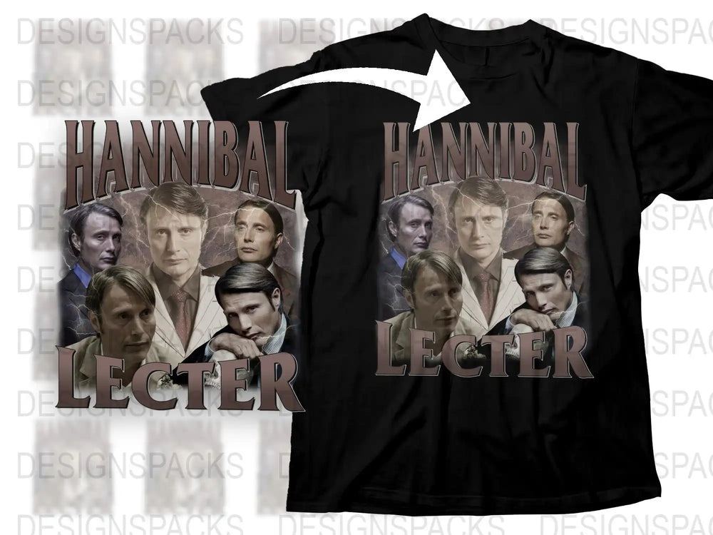Hannibal Lecter T-Shirt, Classic TV Show Graphic Tee, Movie Character Collage Shirt, Fan Gift Idea