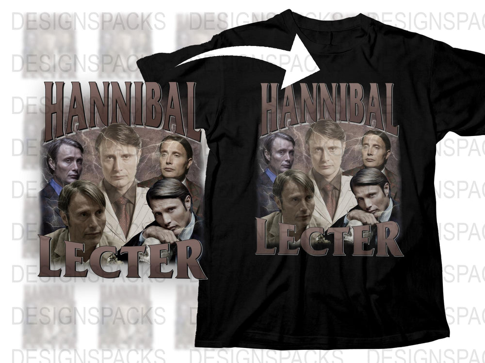 Hannibal Lecter T-Shirt, Classic TV Show Graphic Tee, Movie Character Collage Shirt, Fan Gift Idea