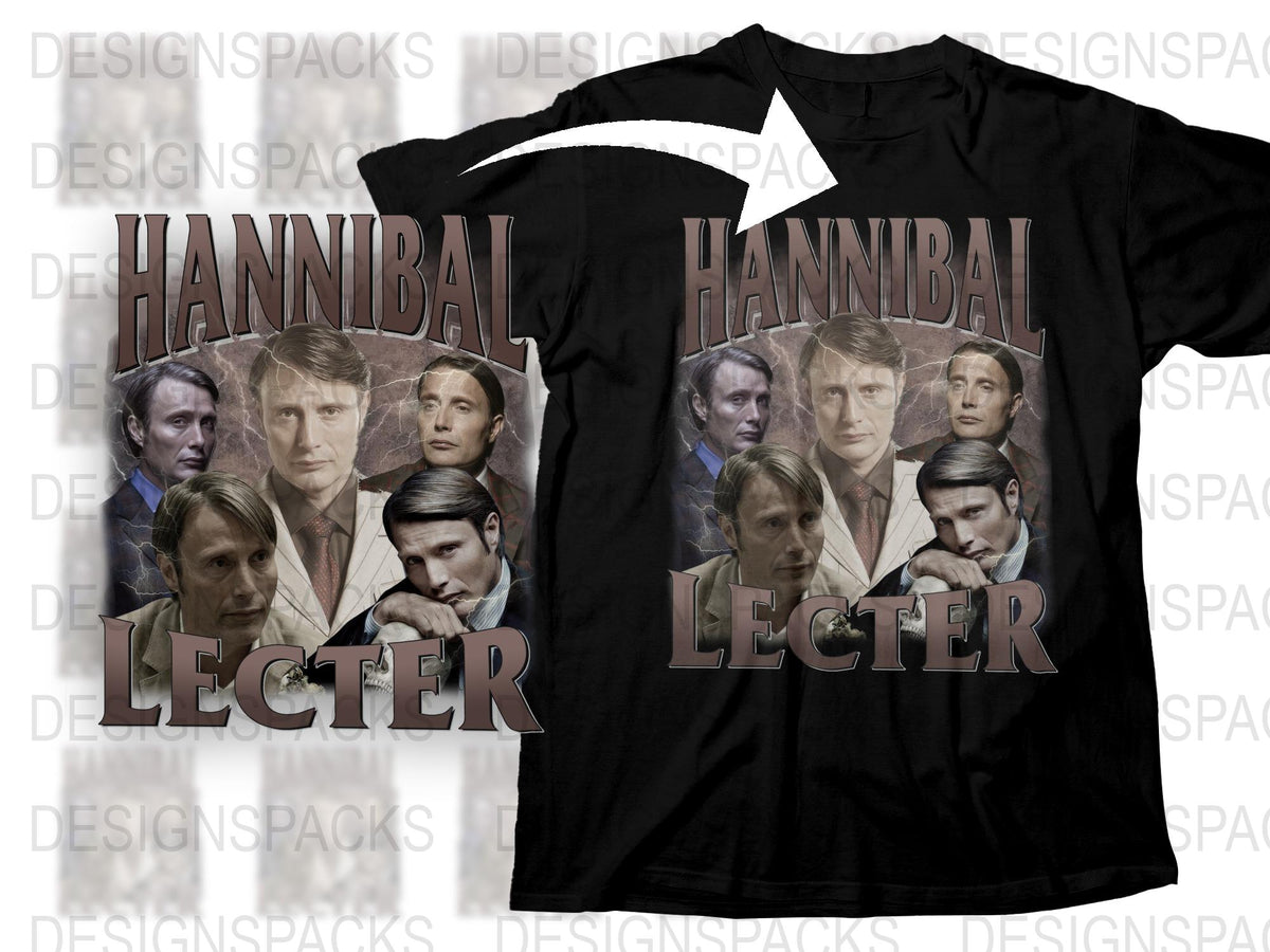 Hannibal Lecter T-Shirt, Classic TV Show Graphic Tee, Movie Character Collage Shirt, Fan Gift Idea