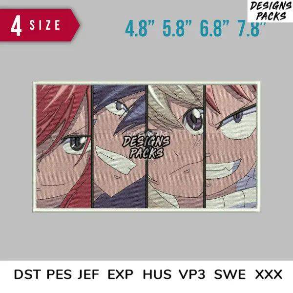 Anime character embroidery design in 4 sizes, compatible with DST PES JEF formats for instant download