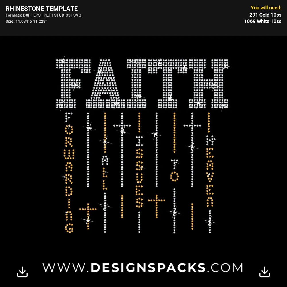 Faith Forwarding All Issues To Heaven Rhinestone Digital Template