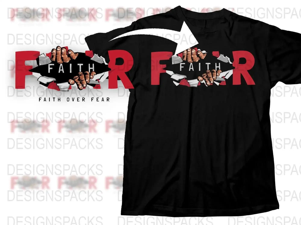 Faith Over Fear Motivational Graphic Png Digital Download
