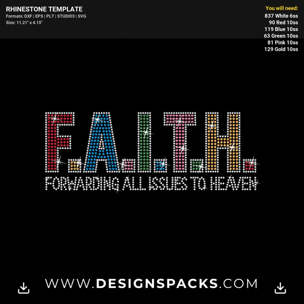 Faith Quote Forwarding All Issues To Heaven Rhinestone Digital Template
