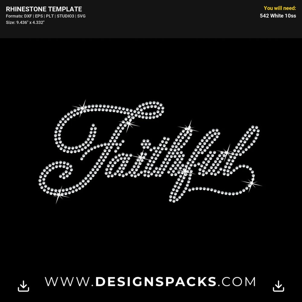 Faithful Cursive Writing Rhinestone Digital Template