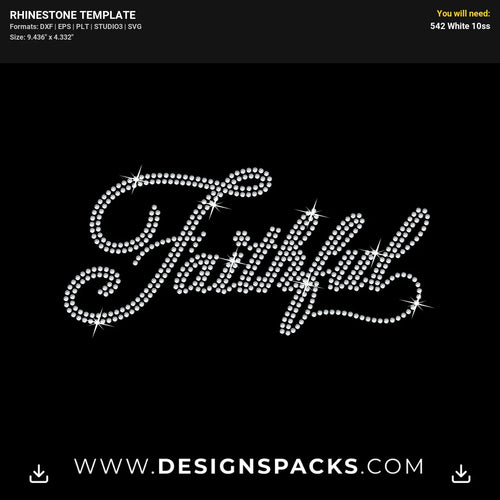 Faithful Cursive Writing Rhinestone Digital Template