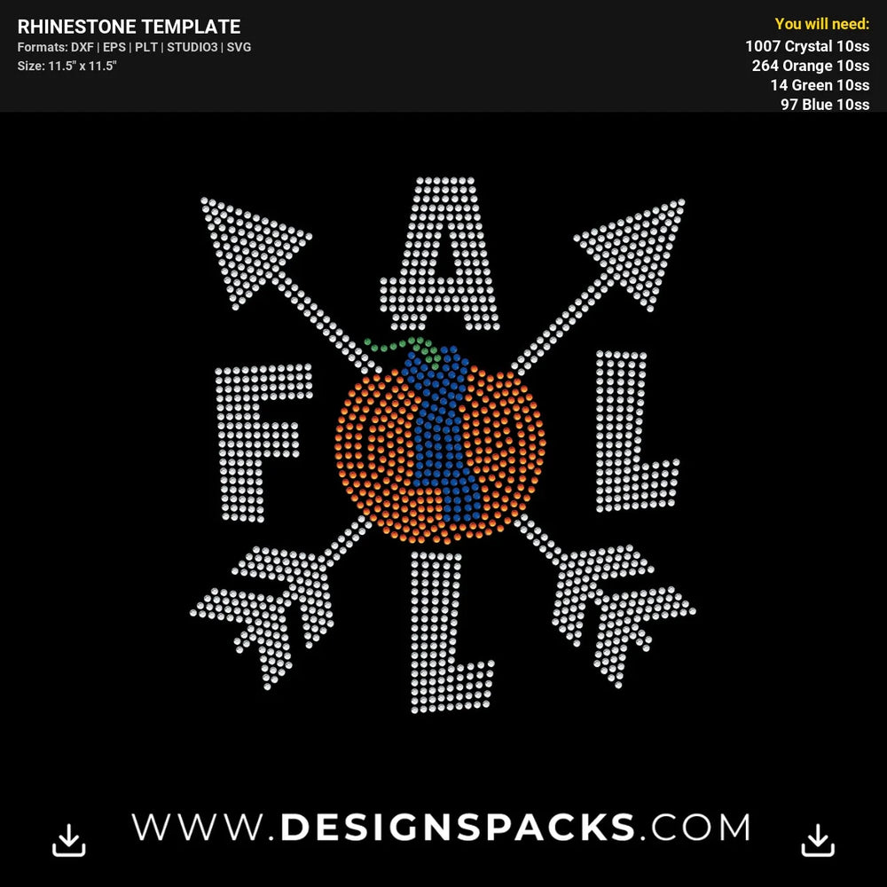 Fall Arrow Pumpkin Scarf Rhinestone Digital Template