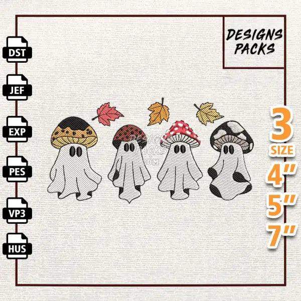 Fall Season Ghost Embroidery Design