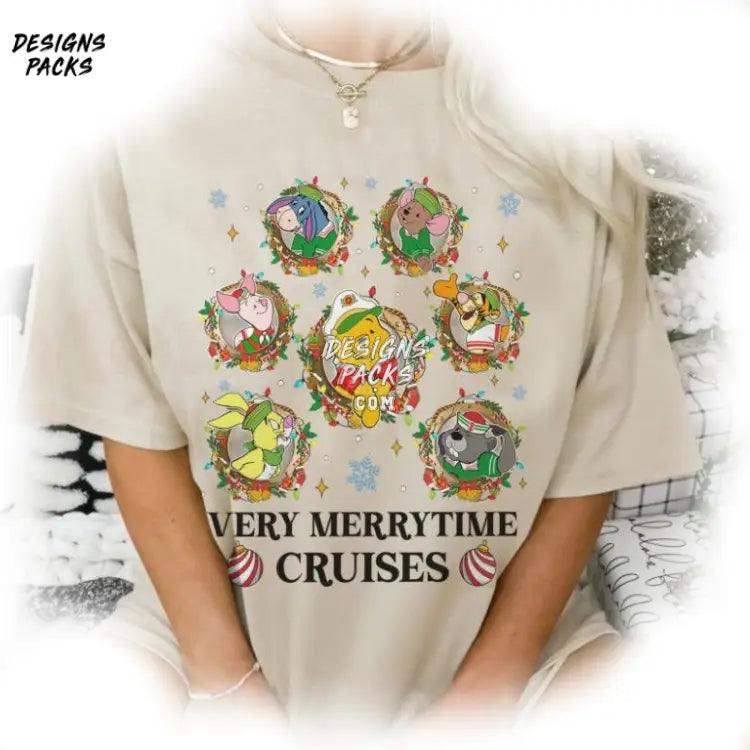 Family Christmas Cruise Pooh Bear Cartoon Winnie The Very Merrytime Cruises Png Design