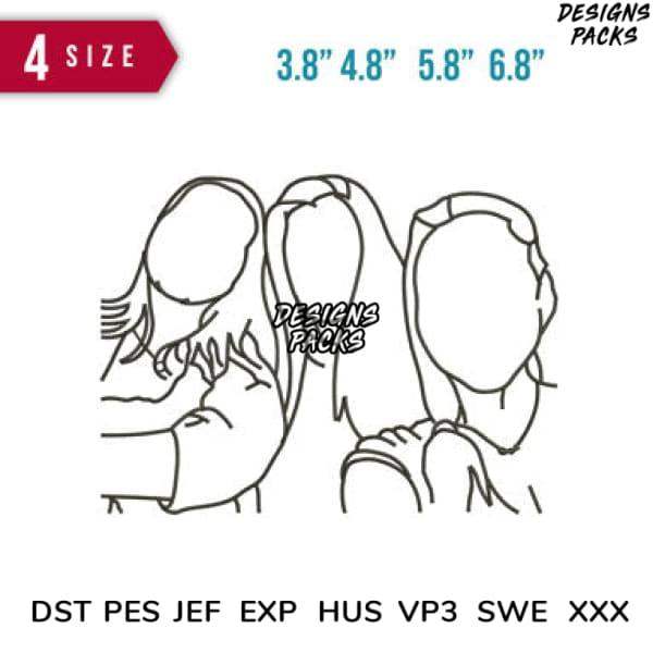 Embroidery design pack with 4 sizes for DST PES JEF formats, ideal for custom apparel