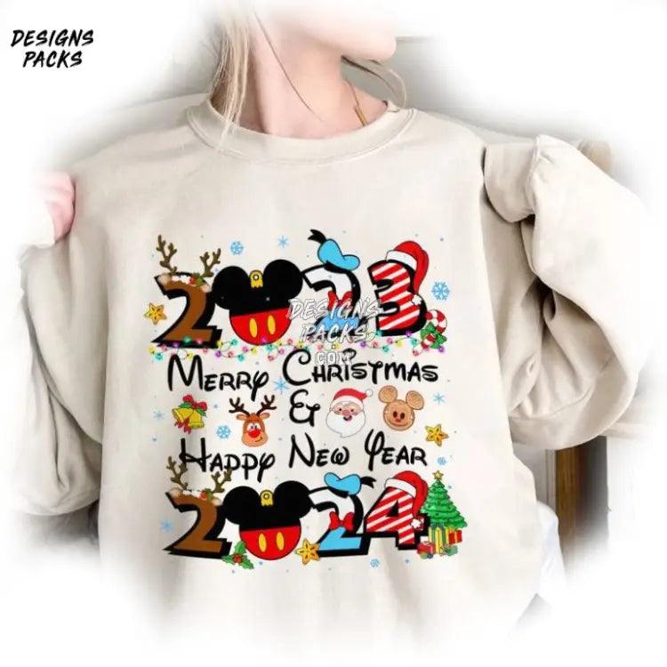 Family Vacation 2024 Couple Cartoon Mickey Merry Christmas Happy New Year Png Design