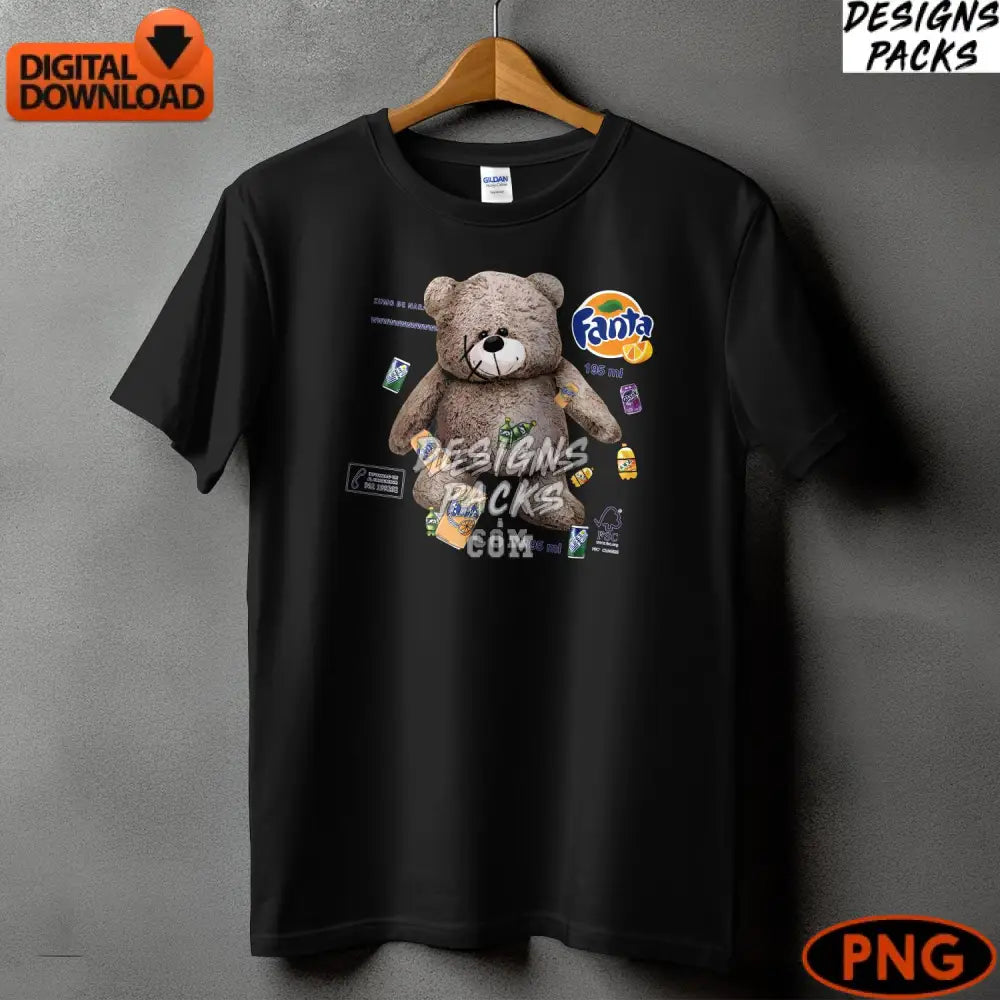 Fanta Teddy Bear Png Instant Download Digital Clipart For Crafts Cute Design
