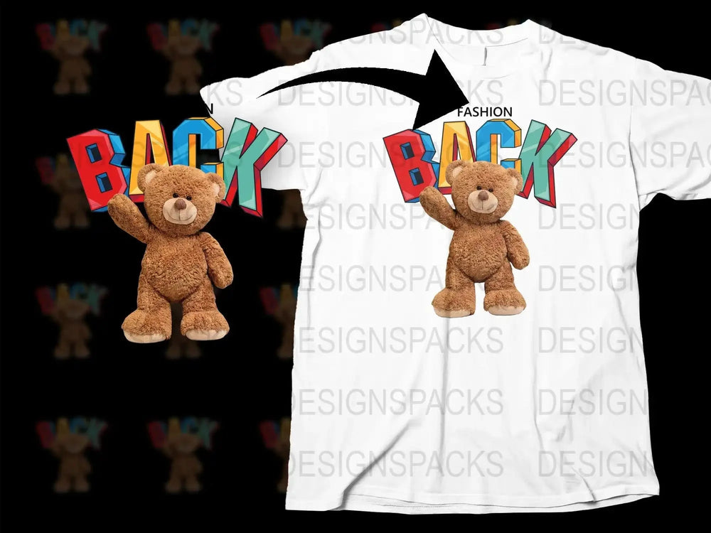 Fashion Back Bear Graphic Design Png Digital Download