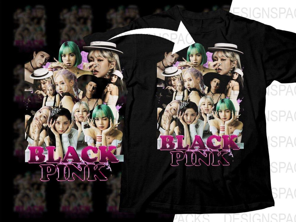 Fashionable Kpop Icon Group Black Pink Music Halftone Png Digital Download