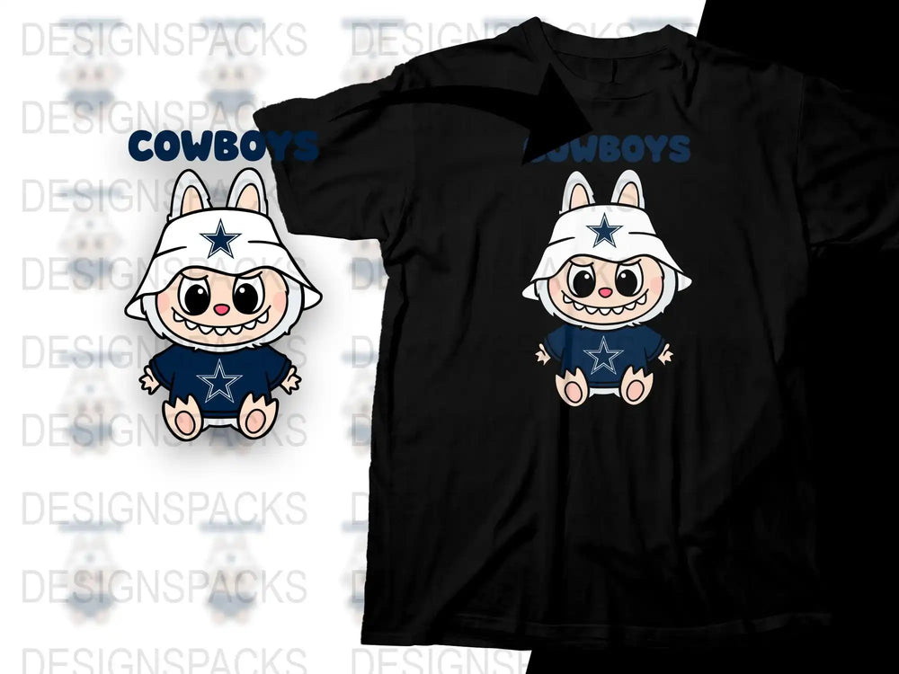 Cartoon Cowboy Character T-Shirt, Cute Animal in Costume, Kids and Adults Sizes, Casual Wear