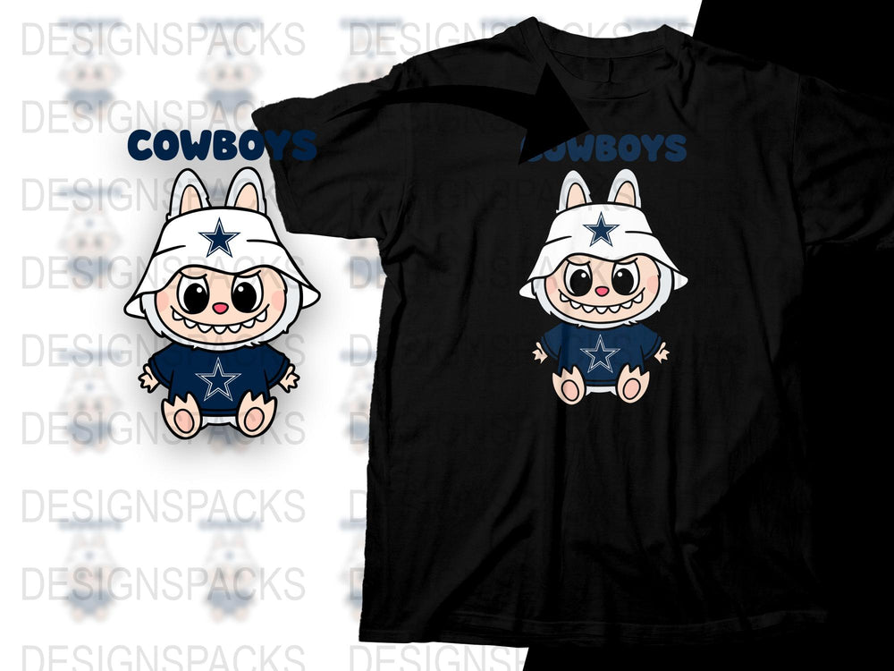 Cartoon Cowboy Character T-Shirt, Cute Animal in Costume, Kids and Adults Sizes, Casual Wear